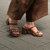 Blossom Block Heels in Hana Espresso
