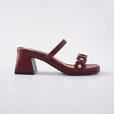 Blossom Block Heels in Hana Maroon