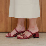 Blossom Block Heels in Hana Maroon