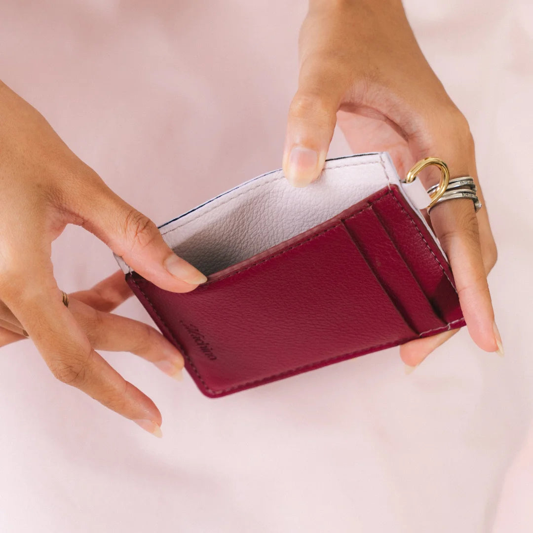 Coco Card Holder in Maroon & Lilac