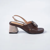 Capri Cross Block Mules in Brown