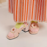 Capri Cross Block Mules in Pink