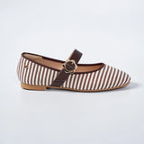 Crema Stripe Flats in Brown