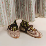 Crema Stripe Flats in Brown