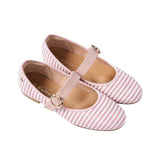 Crema Stripe Flats in Pink