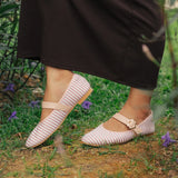 Crema Stripe Flats in Pink