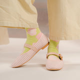 Crema Stripe Flats in Pink