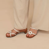 Hana OG Heels in White & Brown