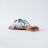 Hana Cross Sandals in Mesh Blue