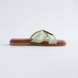 Hana Cross Sandals in Mesh Sage Green