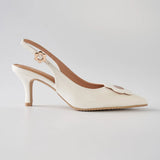 Lara Slingback Heels in Hana White
