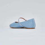 Pointe Ballerina Flats in Woven Dusty Blue
