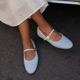 Pointe Ballerina Flats in Woven Dusty Blue