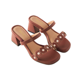 Blossom Block Heels in Hana Espresso