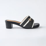 Summertime Heels in Hana Rattan Black & White