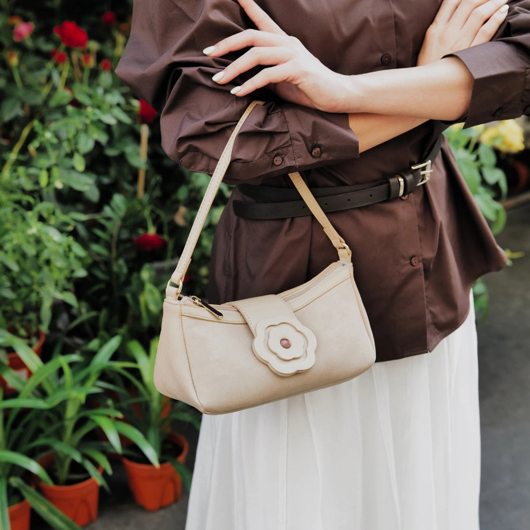 Iconic Suede Saddle Bag In Beige