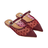 Zara Buckle Mules in Hana Mesh Maroon